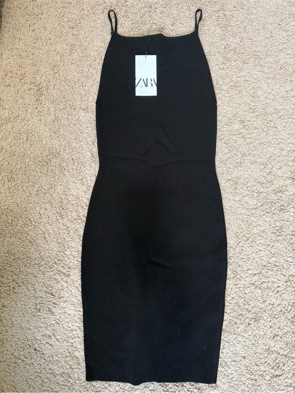 Zara Black Spaghetti-Strap Pencil Dress